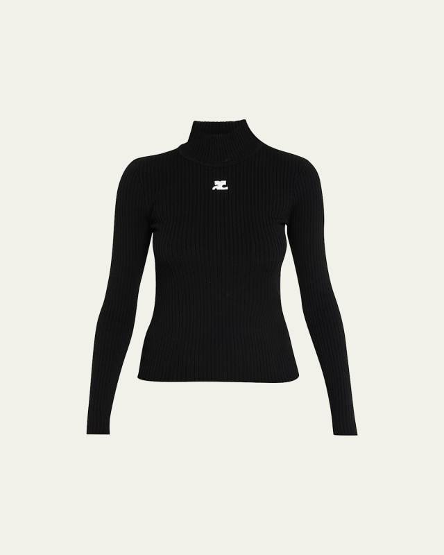 Turtleneck Long-Sleeve Rib Sweater